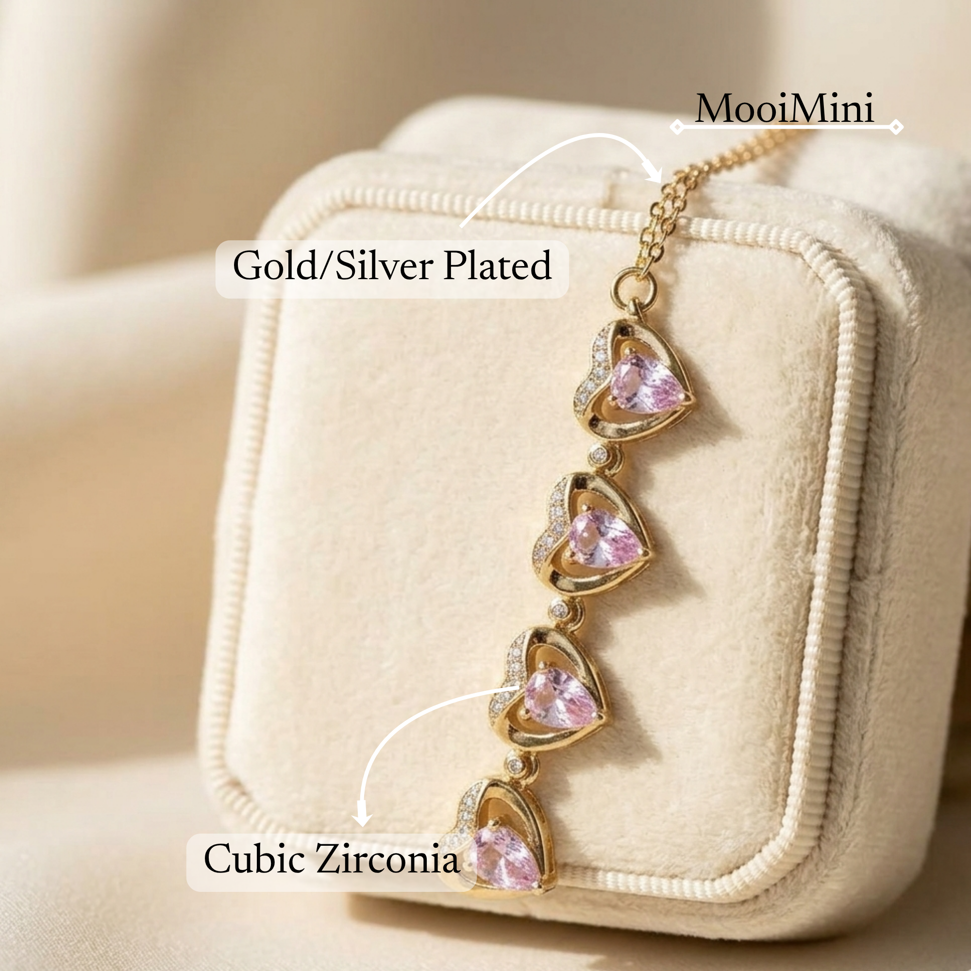 Pink Clover Heart Necklace