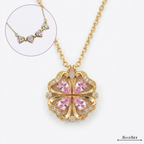 Pink Clover Heart Necklace