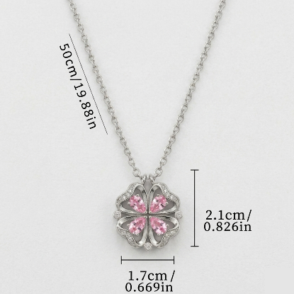 Pink Clover Heart Necklace